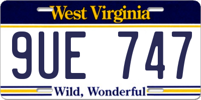 WV license plate 9UE747