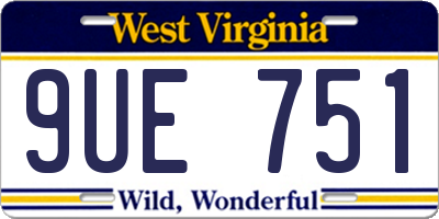 WV license plate 9UE751
