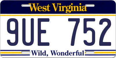 WV license plate 9UE752