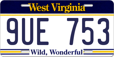 WV license plate 9UE753