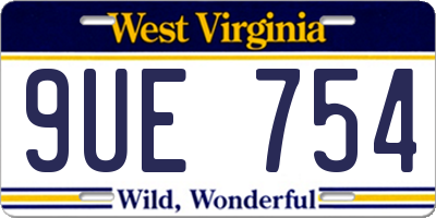 WV license plate 9UE754