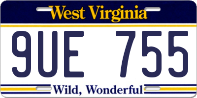 WV license plate 9UE755
