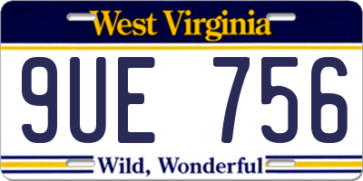 WV license plate 9UE756