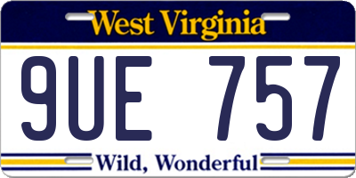 WV license plate 9UE757