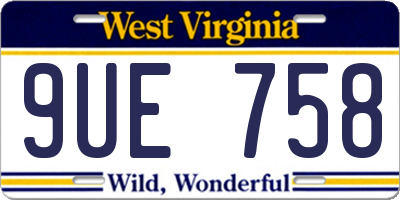 WV license plate 9UE758