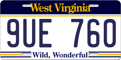 WV license plate 9UE760
