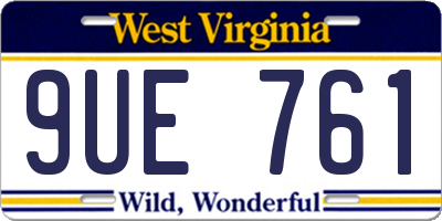 WV license plate 9UE761