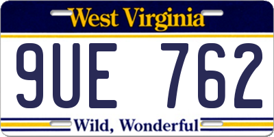 WV license plate 9UE762