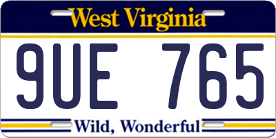 WV license plate 9UE765