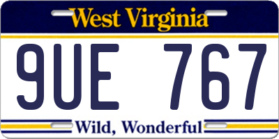 WV license plate 9UE767