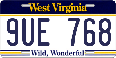 WV license plate 9UE768