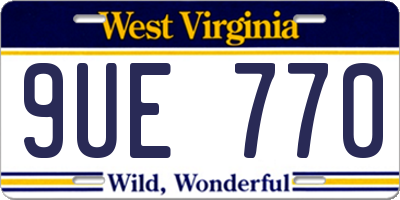 WV license plate 9UE770