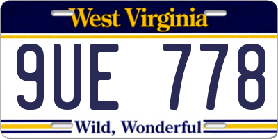 WV license plate 9UE778