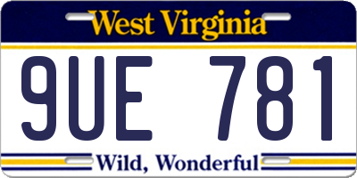 WV license plate 9UE781