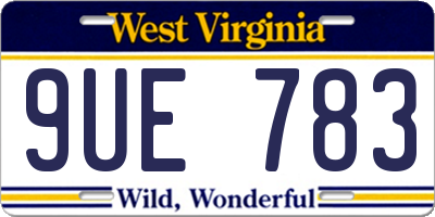 WV license plate 9UE783