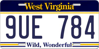 WV license plate 9UE784