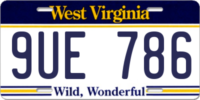 WV license plate 9UE786