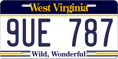 WV license plate 9UE787