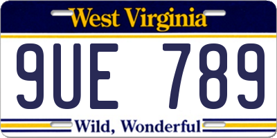 WV license plate 9UE789