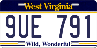 WV license plate 9UE791
