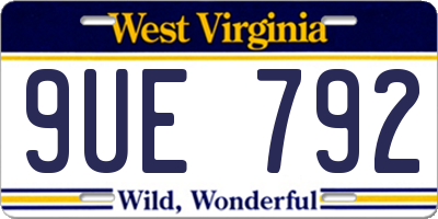 WV license plate 9UE792