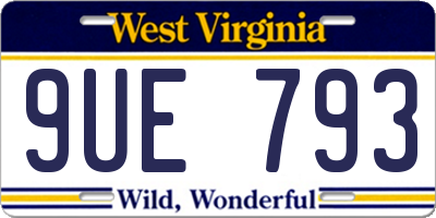 WV license plate 9UE793