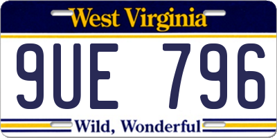 WV license plate 9UE796