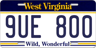 WV license plate 9UE800