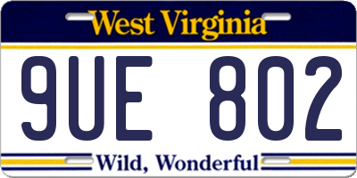 WV license plate 9UE802