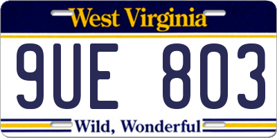 WV license plate 9UE803