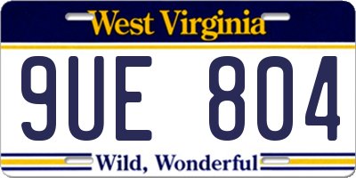 WV license plate 9UE804