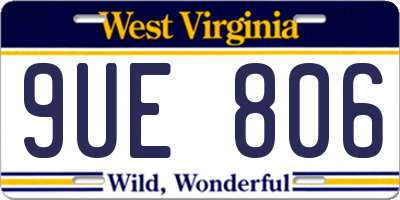 WV license plate 9UE806