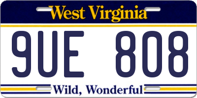 WV license plate 9UE808