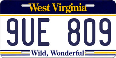 WV license plate 9UE809