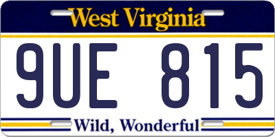 WV license plate 9UE815