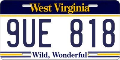 WV license plate 9UE818