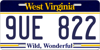 WV license plate 9UE822