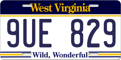 WV license plate 9UE829