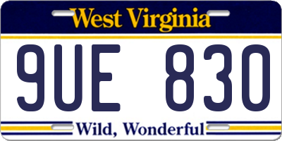 WV license plate 9UE830