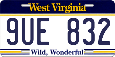 WV license plate 9UE832