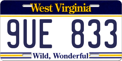 WV license plate 9UE833