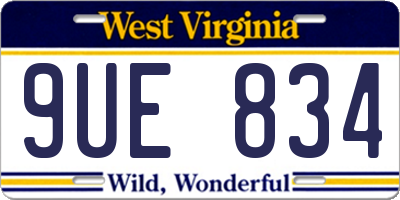WV license plate 9UE834