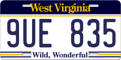 WV license plate 9UE835