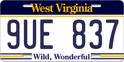 WV license plate 9UE837