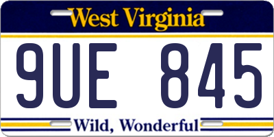 WV license plate 9UE845