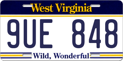WV license plate 9UE848