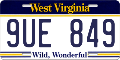 WV license plate 9UE849
