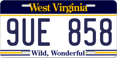 WV license plate 9UE858