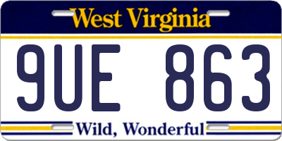 WV license plate 9UE863