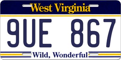 WV license plate 9UE867